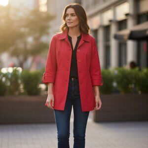 Merona Raincoat Trenchcoat Plus Sz 1X Red #14M